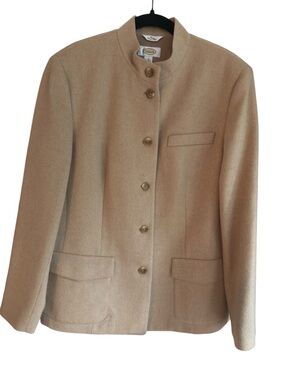 Talbots Pure Camel Hair Jacket Beige Minimalist Italy Size 12